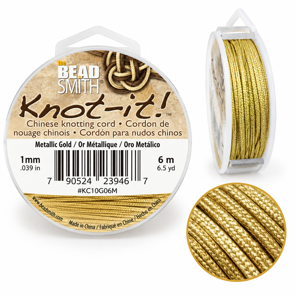 The BeadSmith Knot-it! Chinese Knotting Cord – Metallic Gold – 1mm – 6m (6.5 yd)