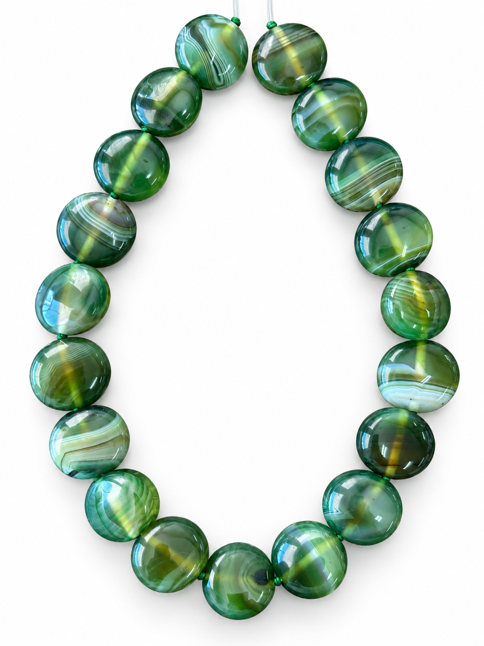 Natural Agate Coin Strand | Bead Size 20mm