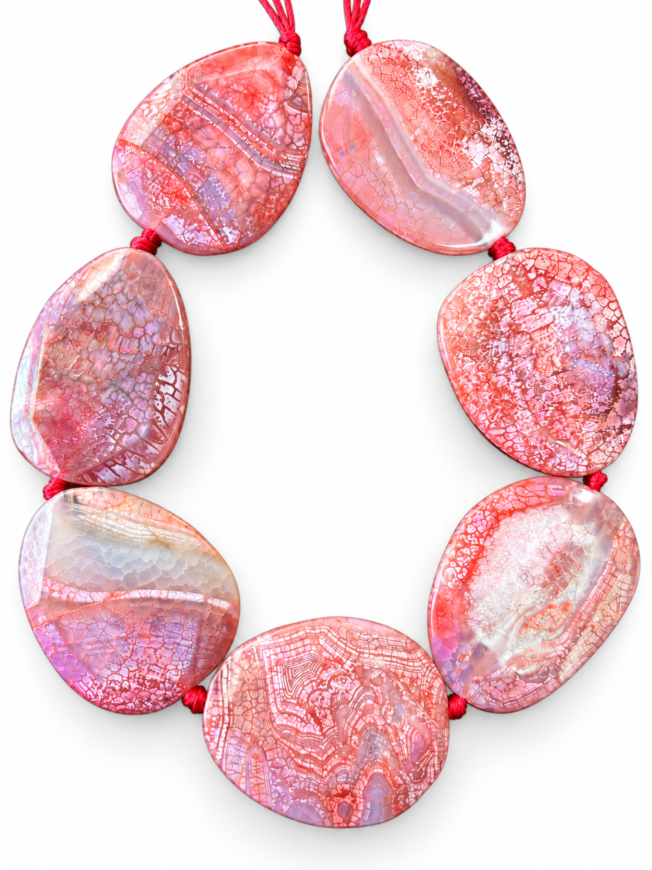 Natural Agate Slice Bead Strand | Bead Size 55-65mm