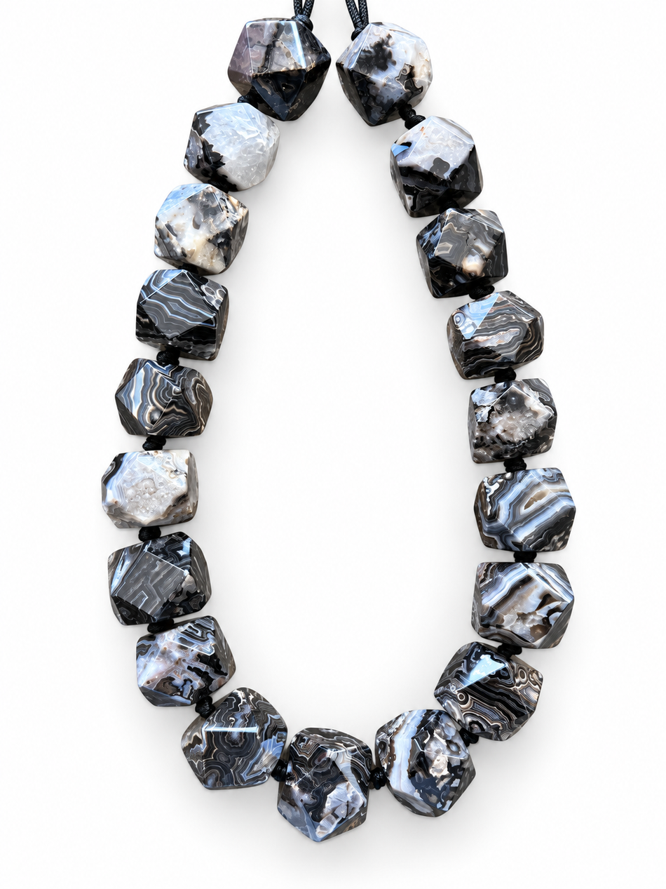Faceted Natural Agate | Beads Size 28mm