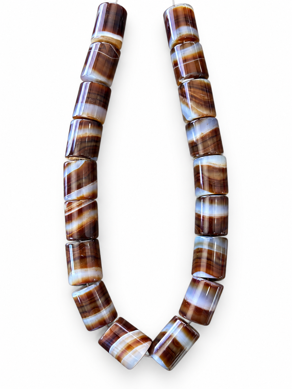 Natural Agate Tubular Bead Strand | Bead Size 24mm