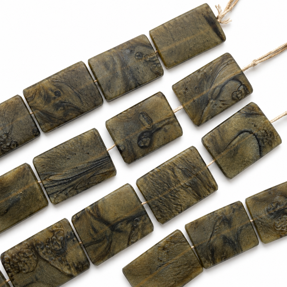 Tornasol Transparent Matte Resin Rectangular Shape 1.5 inch Bead Strand
