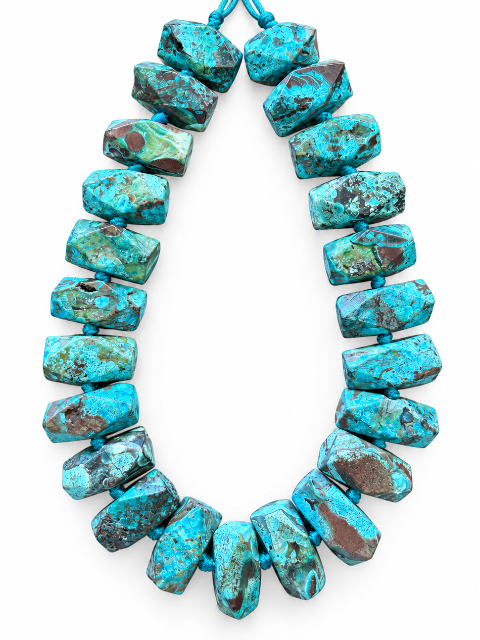 Faceted Rectangular Natural Agate Bead Strand | Bead Size 26mm-30mm