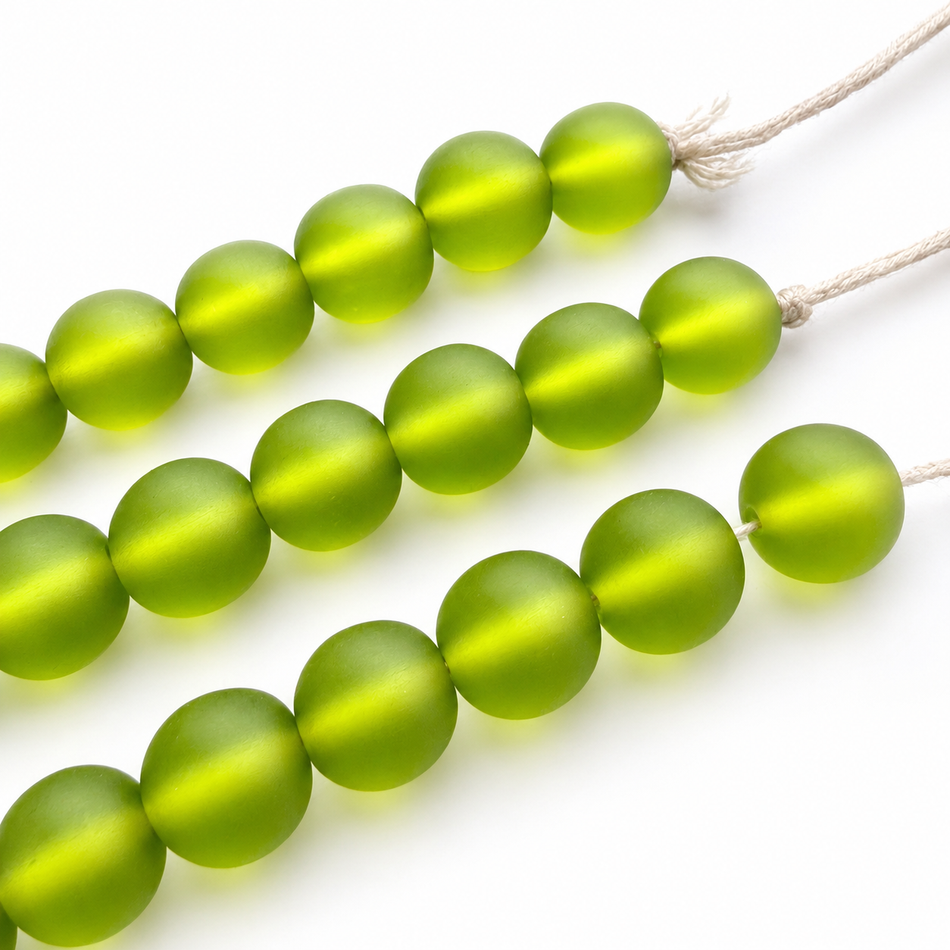 Round Transparent Matte Resin 12mm Bead Strand