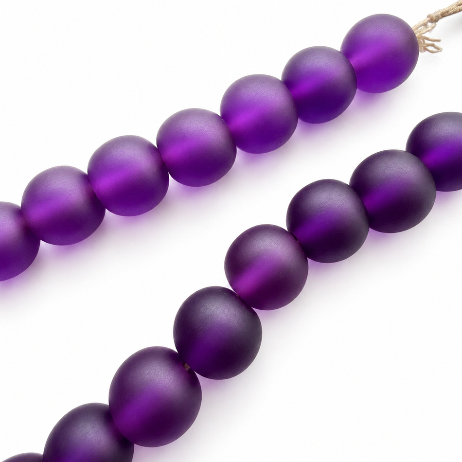Round Transparent Matte Resin 12mm Bead Strand