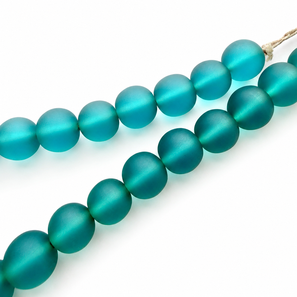 Round Transparent Matte Resin 12mm Bead Strand