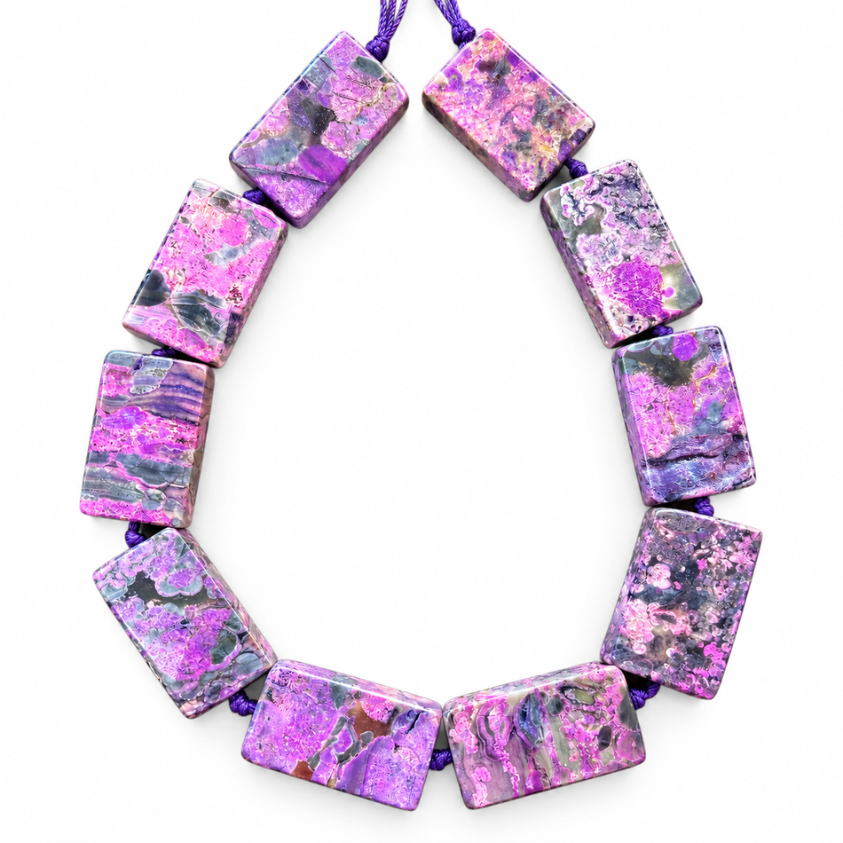Natural Rectangular Agate Strand | Bead Size 35-45mm