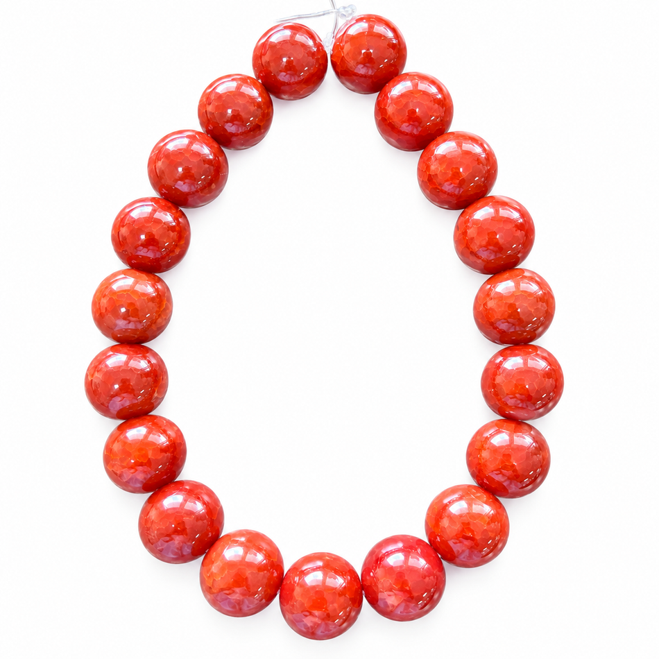 Natural Terracotta Agate Smooth Round Beads Strand | Bead Size 20mm