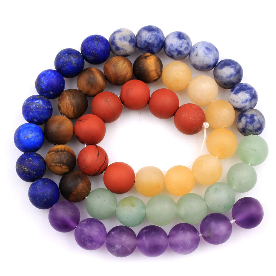 Matte Round Chakra Gemstone Strand, 8mm