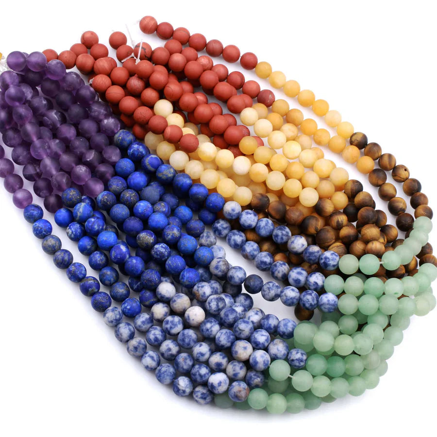 Matte Round Chakra Gemstone Strand, 8mm