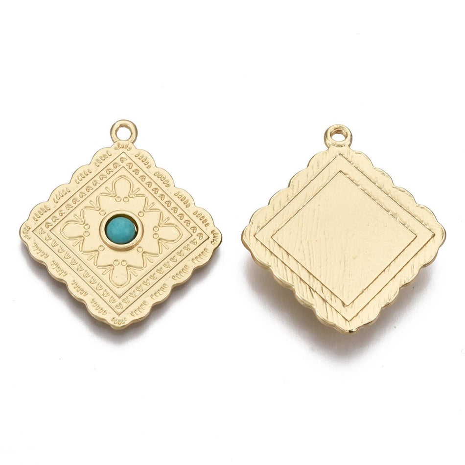 Matte Style Gold Pendant 31mm, 2 Pcs