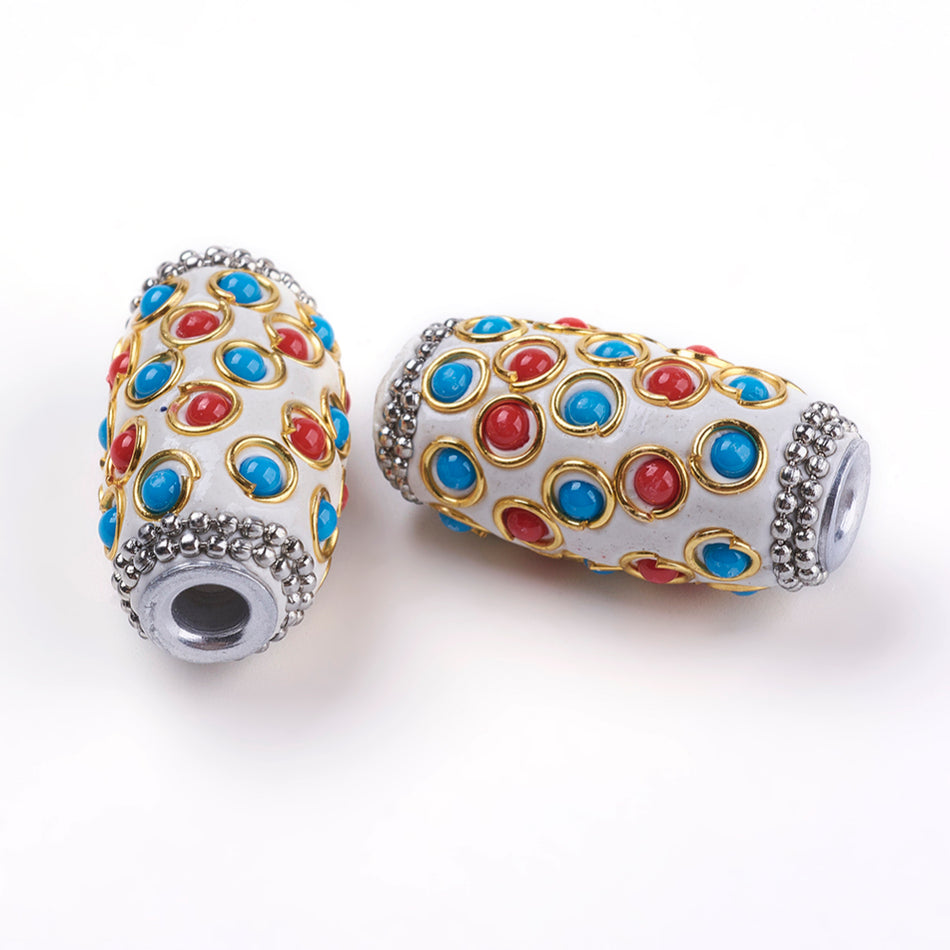 White Indonesian Focal Bead, 1pcs