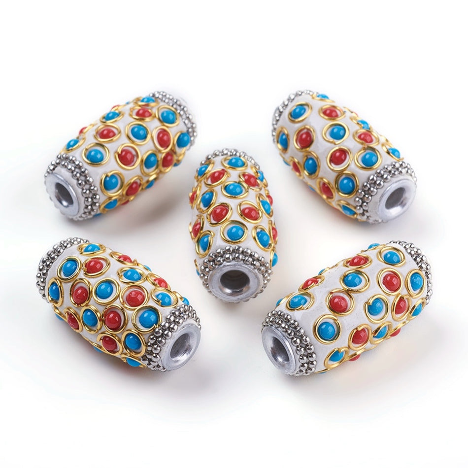 White Indonesian Focal Bead, 1pcs