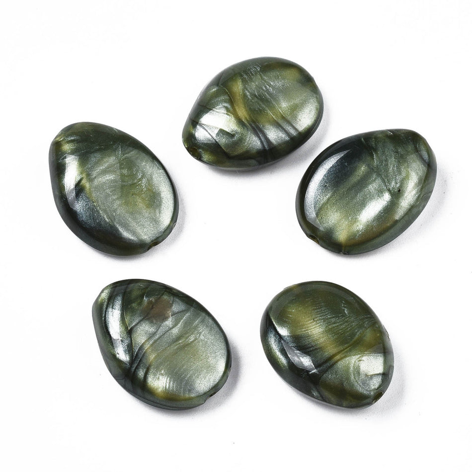 Acrylic Metallic Green Bead Drops, 8pcs