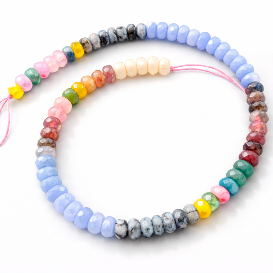 Gradient Multi-Color Jade Faceted Strand, 8mm