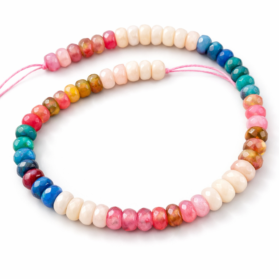 Gradient Multi-Color Jade Faceted Strand, 8mm