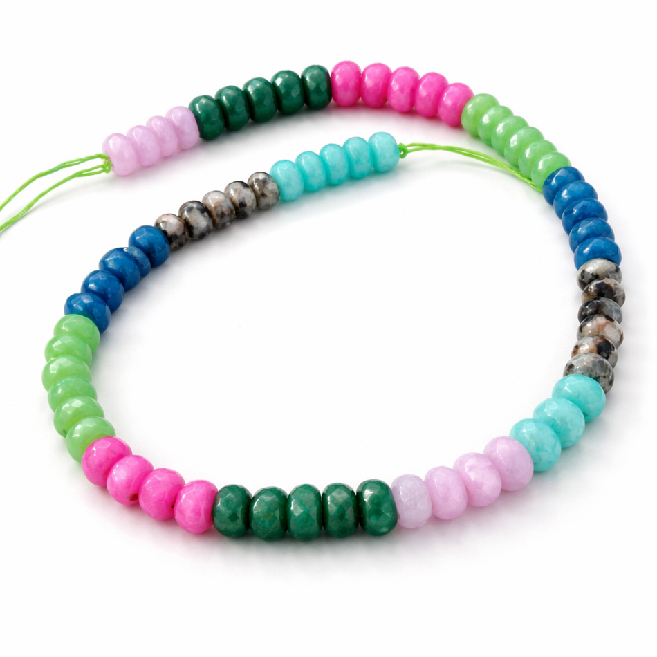 Gradient Multi-Color Jade Faceted Strand, 8mm