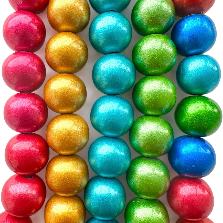 Mixed Color Round Wooden Bead 30mm, 5pcs