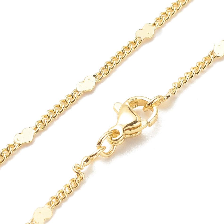 18k Gold-Plated Curb Heart Chain Necklace, 17inches (44cm)