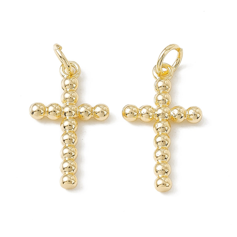 18k Gold-Plated Cross with Jump Ring 20mm, 2pcs