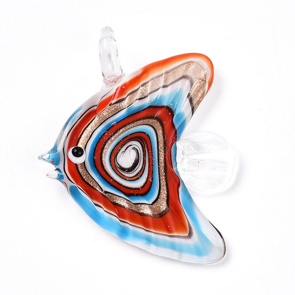 Multicolor Lampwork Fish Pendant 50mm, 1pc