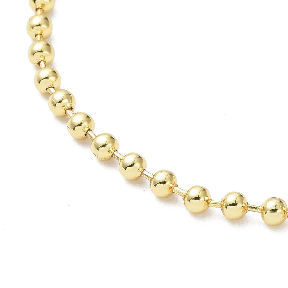 18k Gold-Plated Military Ball Chain Necklace, 17inches (4mm Bead)