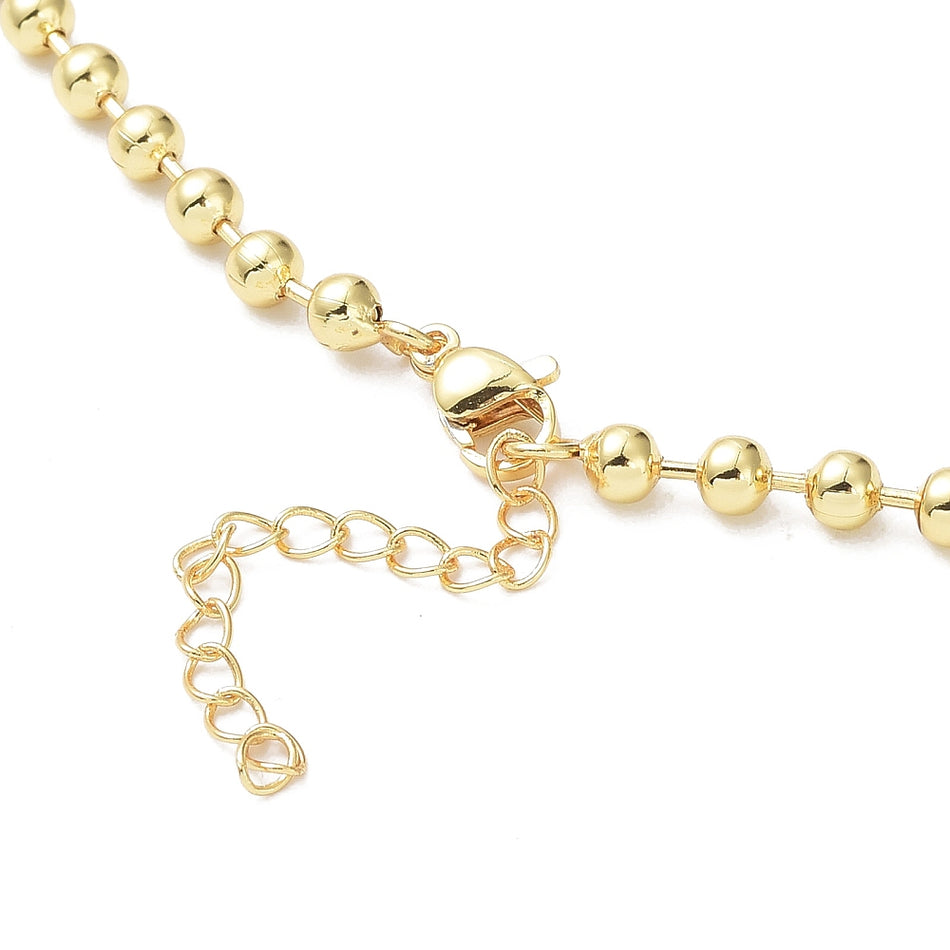 18k Gold-Plated Military Ball Chain Necklace, 17inches (4mm Bead)