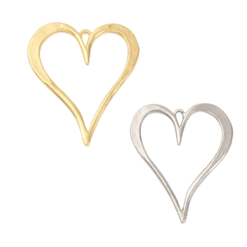 Gold-Plated Big Heart Pendant 72mm, 1pc