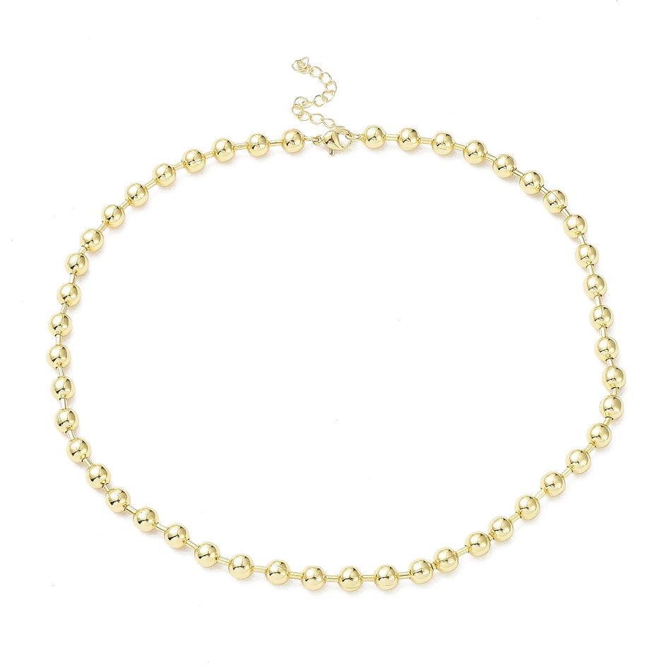 18k Gold-Plated Military 6mm Ball Chain Necklace, 17inches