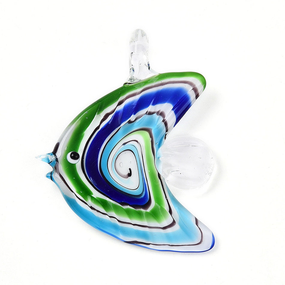 Multicolor Lampwork Fish Pendant 50mm, 1pc