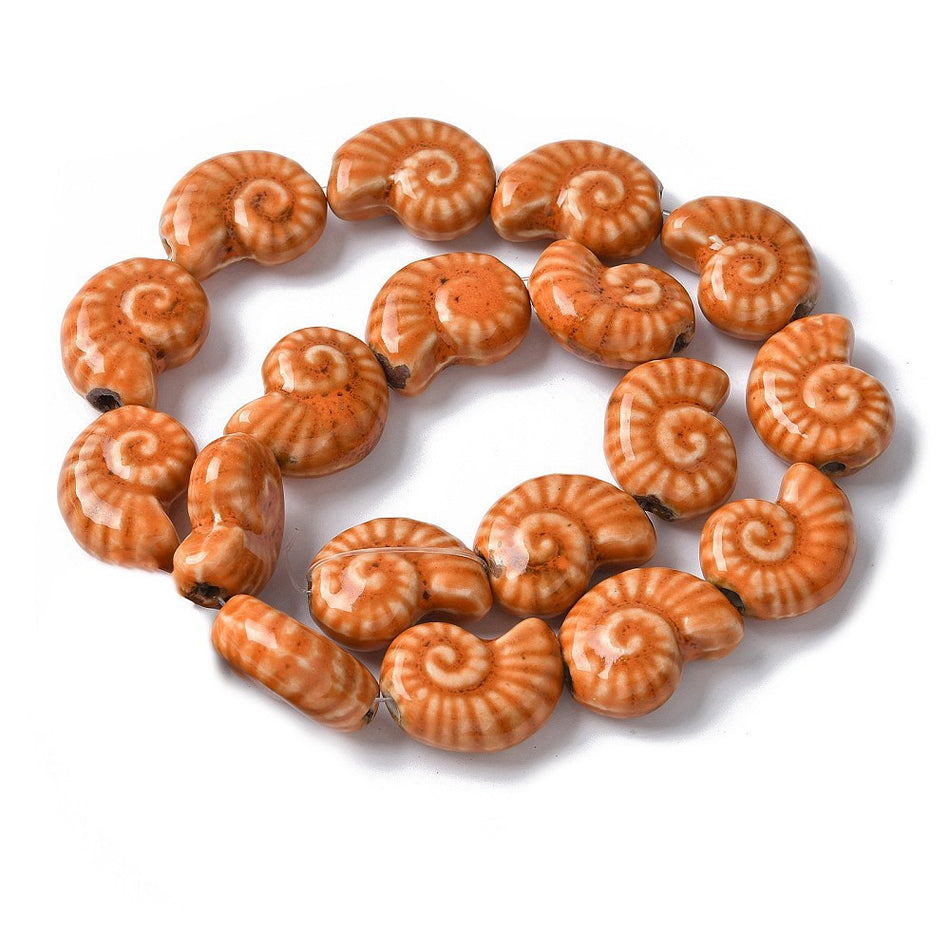 Orange Shell Ceramic Bead Strand, 20mm