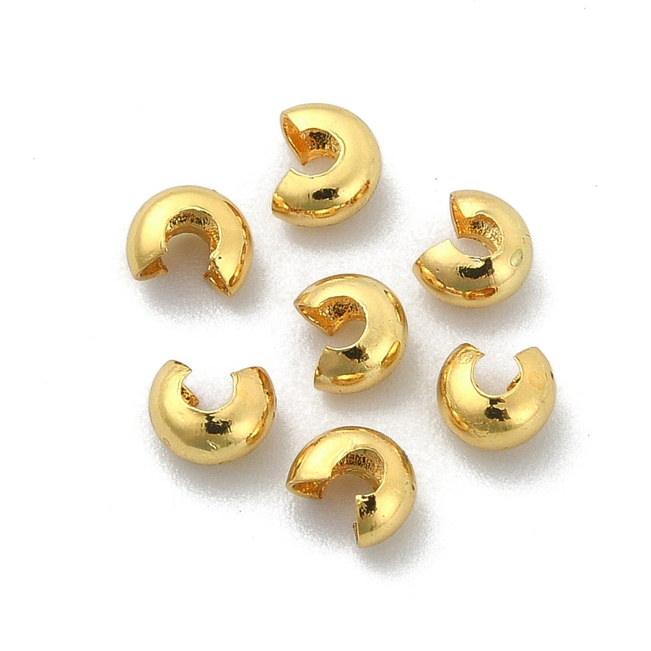18k Gold Plated Crimp Cover 4mm, 100pcs