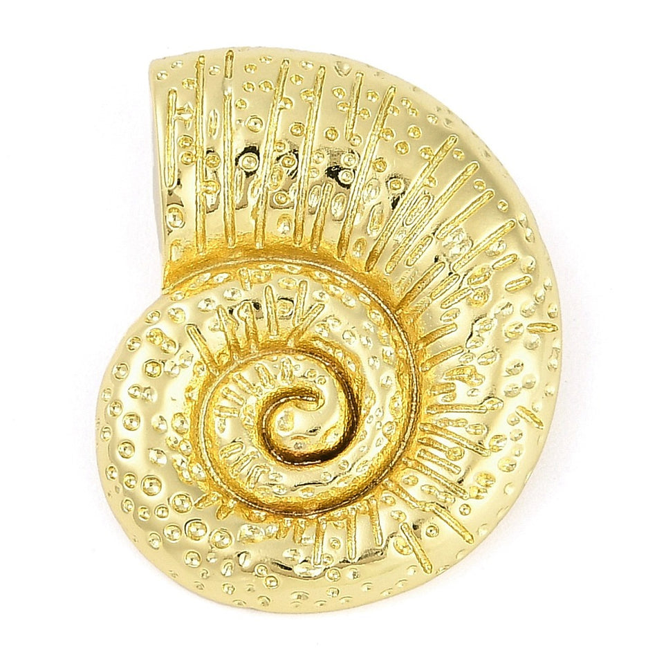 18k Gold Plated Shell Pendant 26mm, 1pc