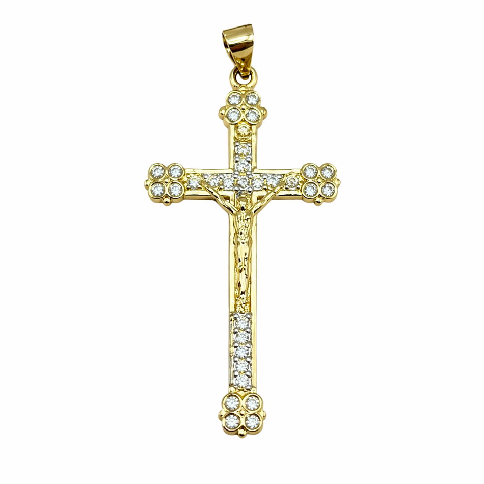 Gold-Filled Zirconia Cross Pendant, 1pc