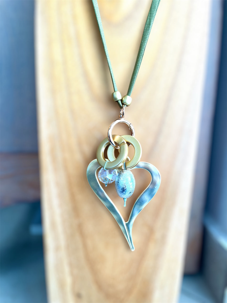 Diy Gold Matte Long Heart Necklace Kit