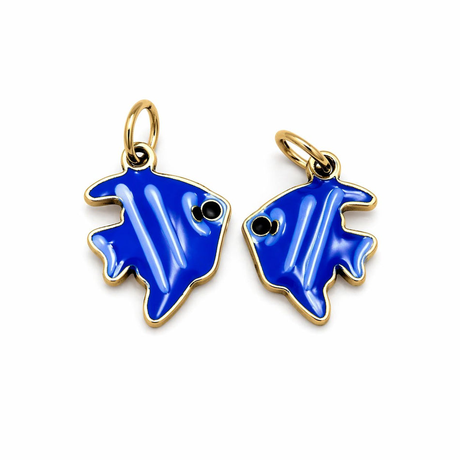 Enameled Fish Pendant 19mm, 2pcs