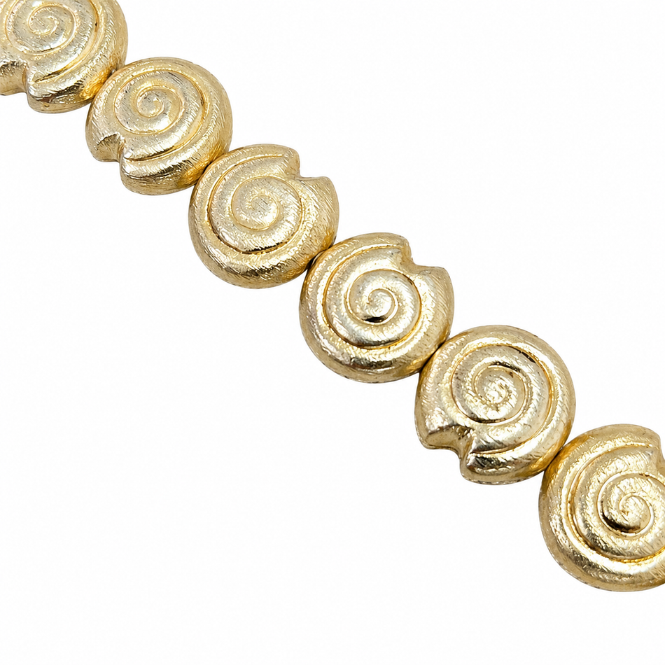 Gold Swirl Coin Spacer Bead Strand