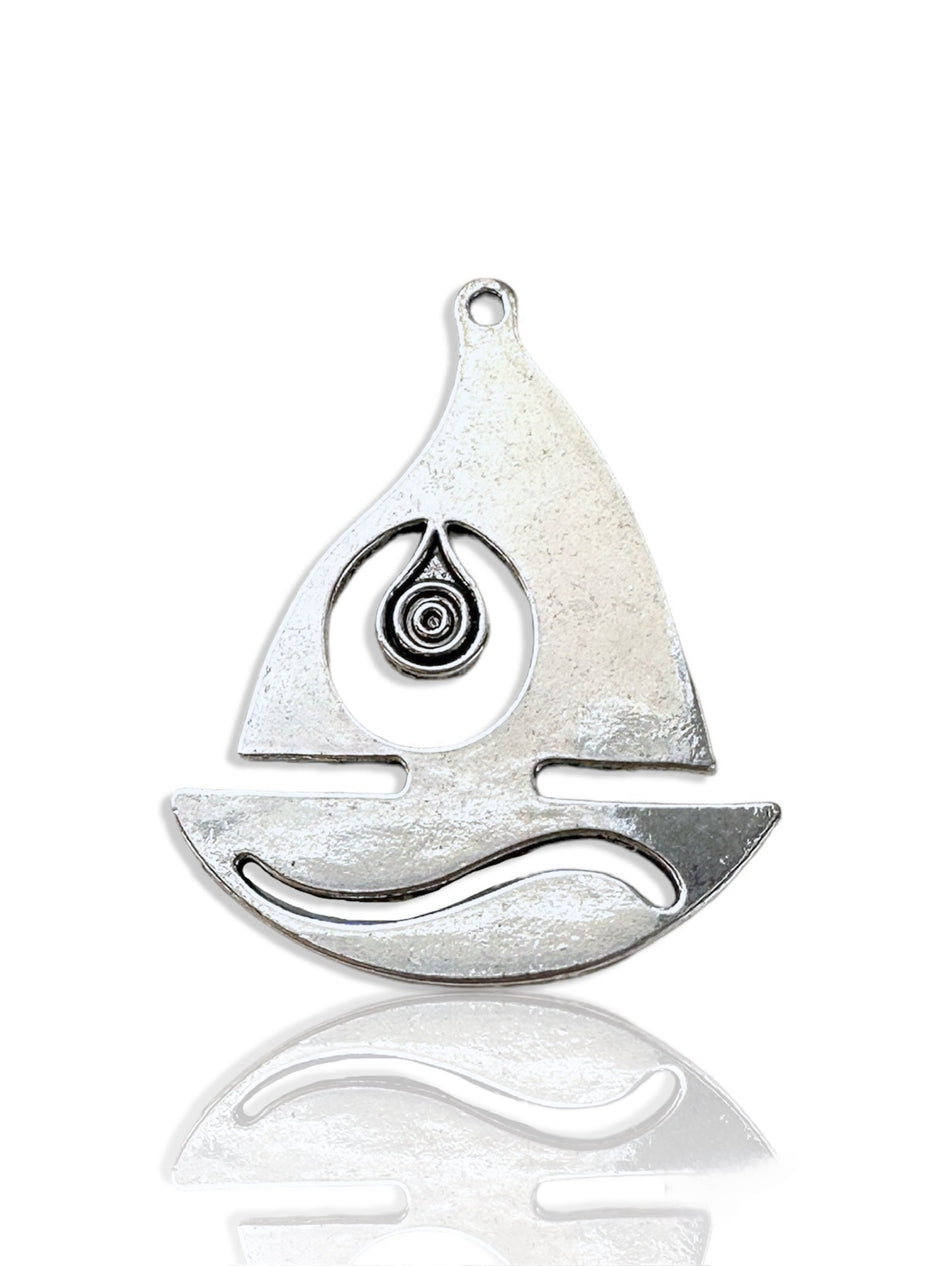 Silver Sail Boat Pendant 2 inches, 1pc