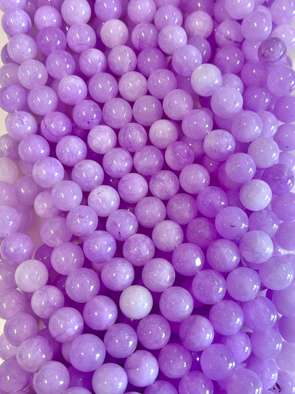 Light Purple Round Jade Bead Strand, 10mm