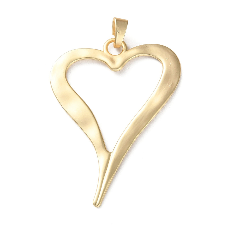 Matte Gold Heart Pendant, 4 Inch