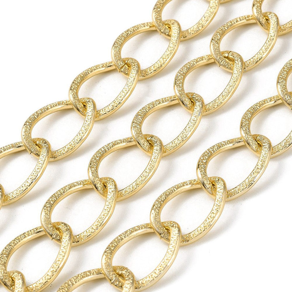 Gold Textured Aluminum Chain 24mm, 1 Yard