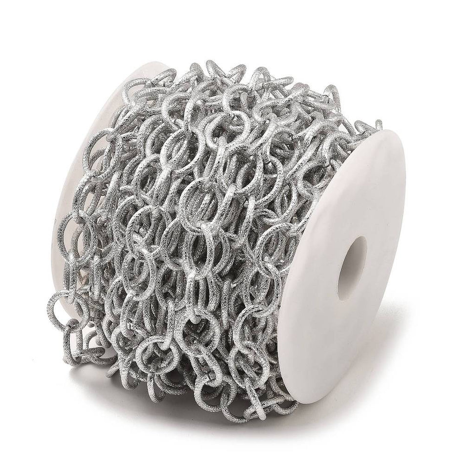 Silver Textured Aluminum Chain 18mm