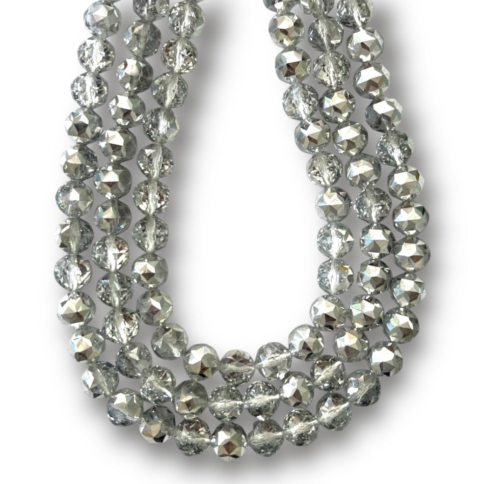 Faceted Round Bead Crystal Strand, 8mm