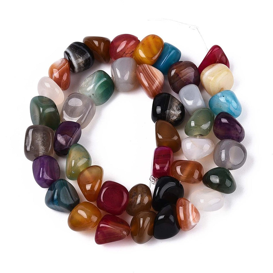 Multicolor Nugget Agate Bead Strand, 7-12mm