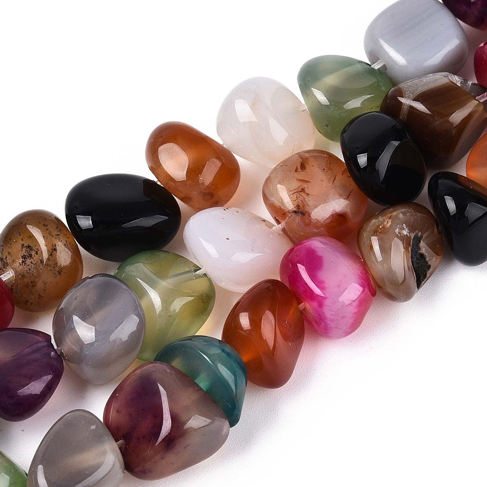 Multicolor Nugget Agate Bead Strand, 7-12mm