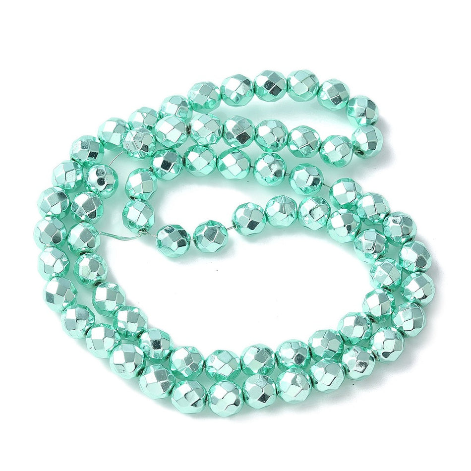 Faceted Round Hematite Bead Strand, 6mm