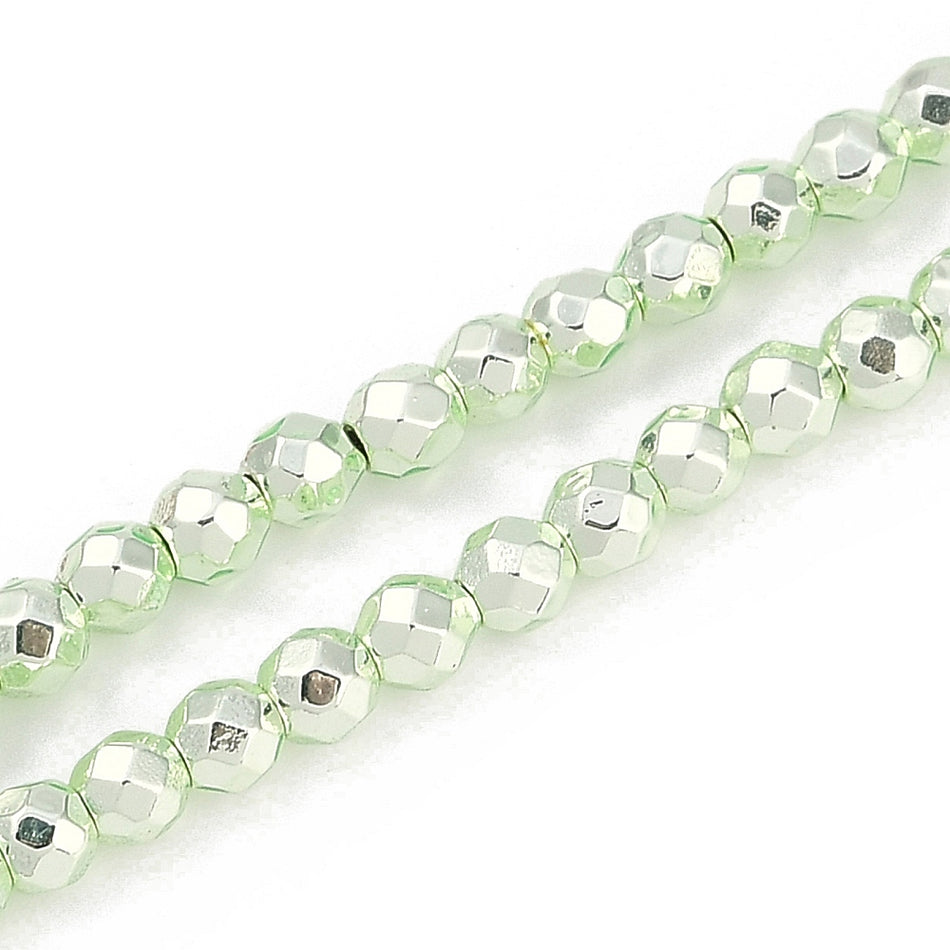 Faceted Round Hematite Bead Strand, 4mm