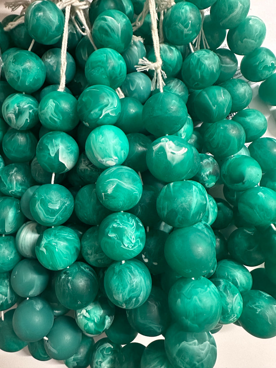 Round Marbled Resin Bead Strand, 20mm