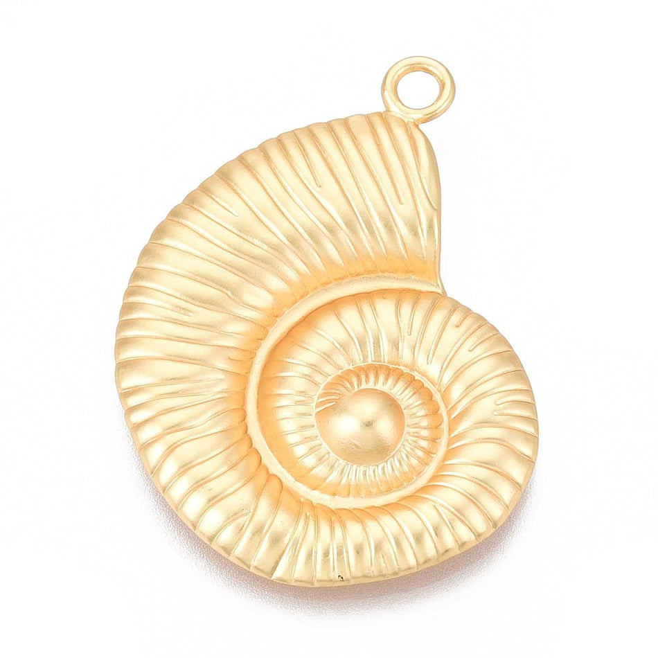 Matte Gold Shell Pendant 51mm, 1pc
