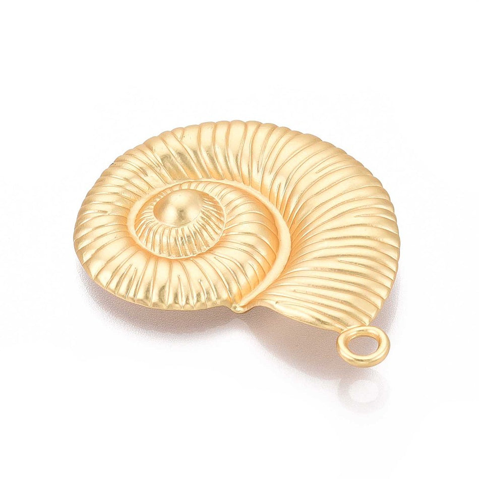 Matte Gold Shell Pendant 51mm, 1pc